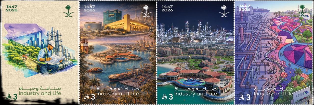 Saudi Post | SPL Issues a Commemorative Stamp to Document the Efforts of the Royal Commission for Jubail and Yanbu